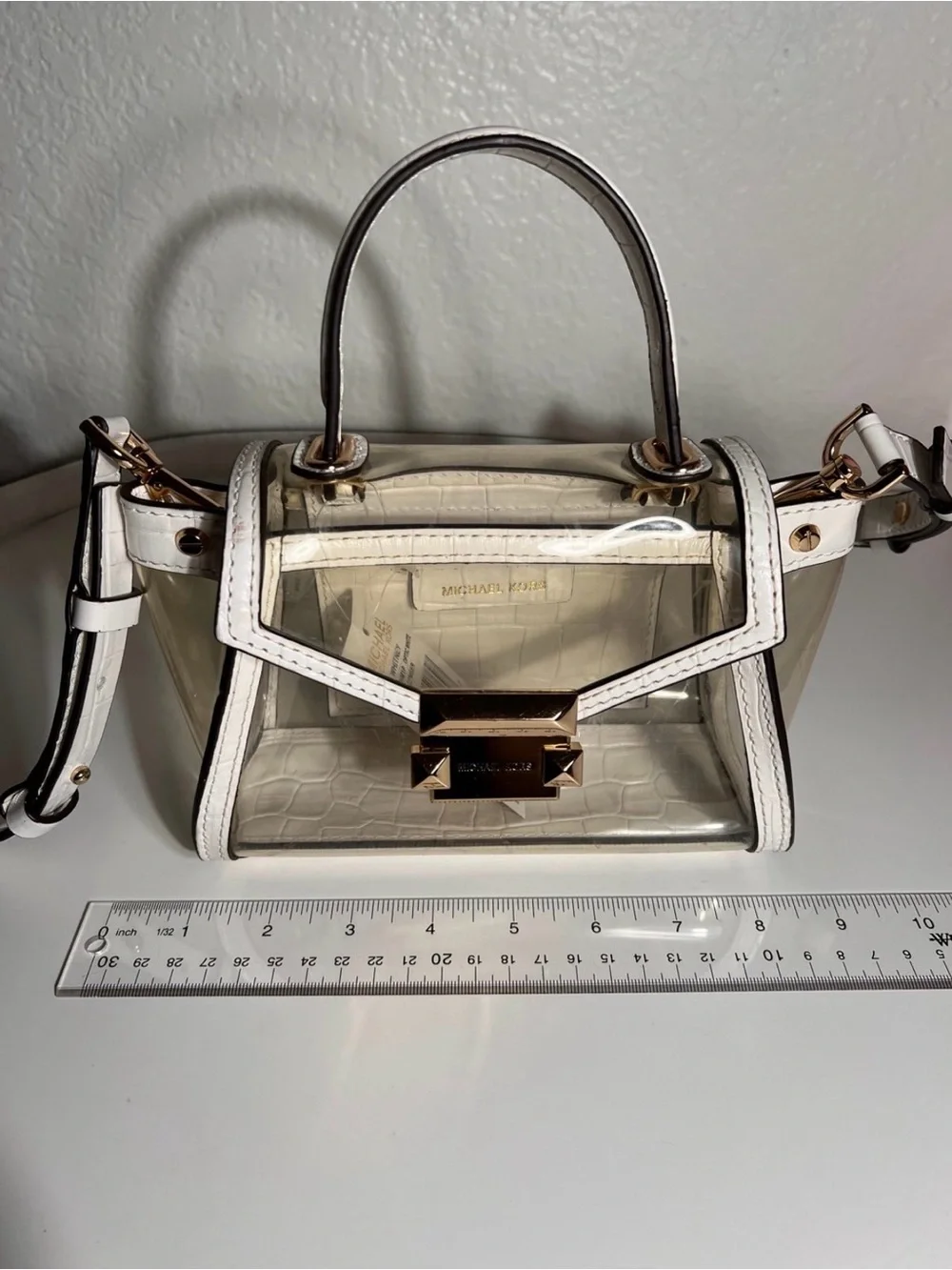 Michael Kors Whitney Mini Clear and Leather Satchel